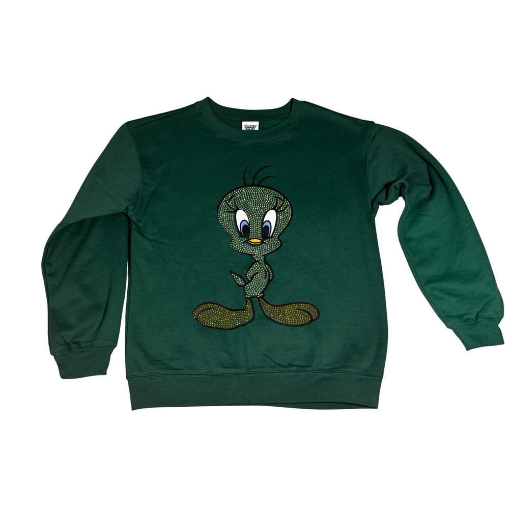 Looney Tunes Tweety Bird‎ Rhinestone Sweatshirt Green Alligator LS42302FS Small